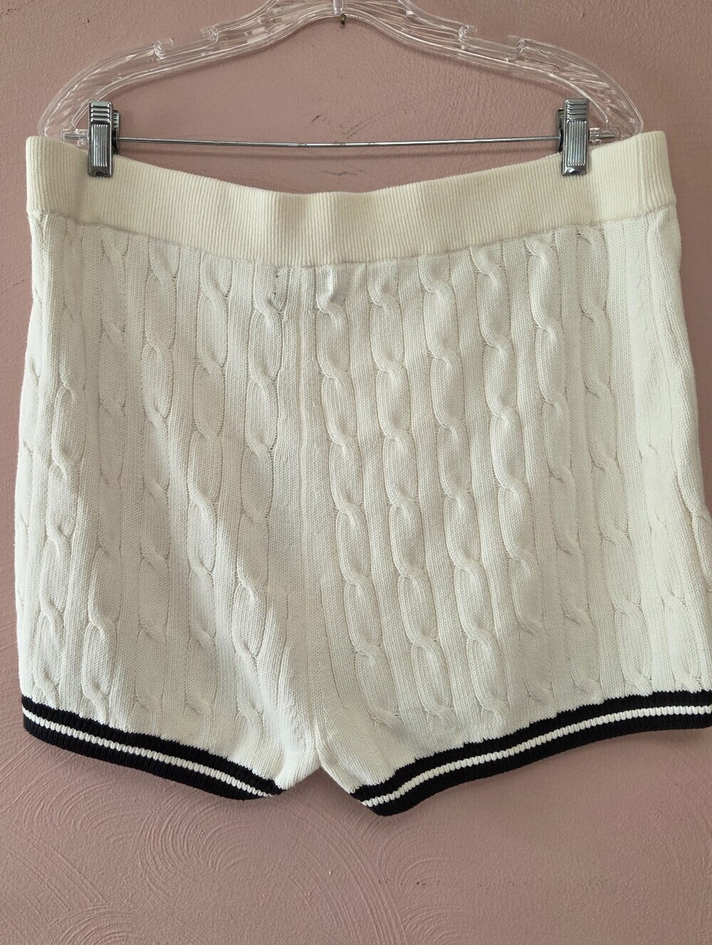 POLO RALPH LAUREN NWT Cricket Cable Knit Cotton Blend Shorts Cream Black - Picture 5 of 9